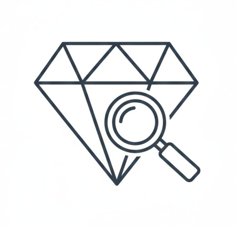 Diamond seen through a professional jeweler's loupe for GIA certified sourcing