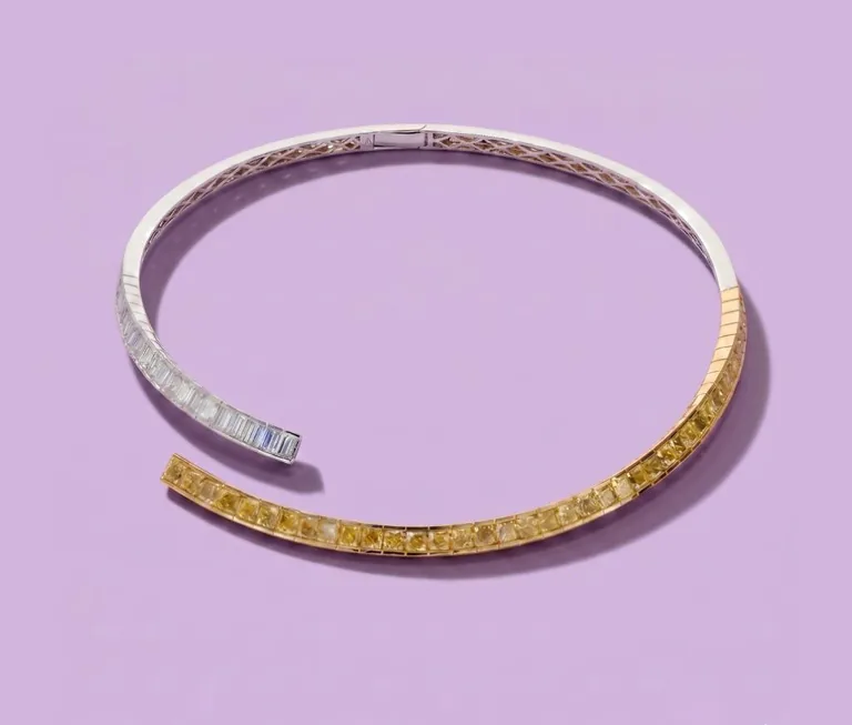 Apsides — Fancy Yellow and White Diamond Two-Tone Torque Necklace by Samuel & Co.