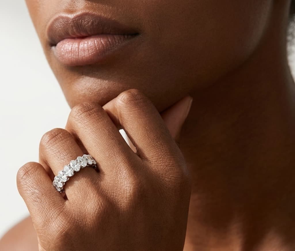The Classic Oval-Cut Half-Eternity Diamond Band – view 3 – Samuel & Co.