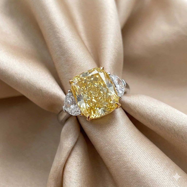 Fancy Intense Yellow Radiant Diamond Engagement Ring - Platinum Bespoke Commission