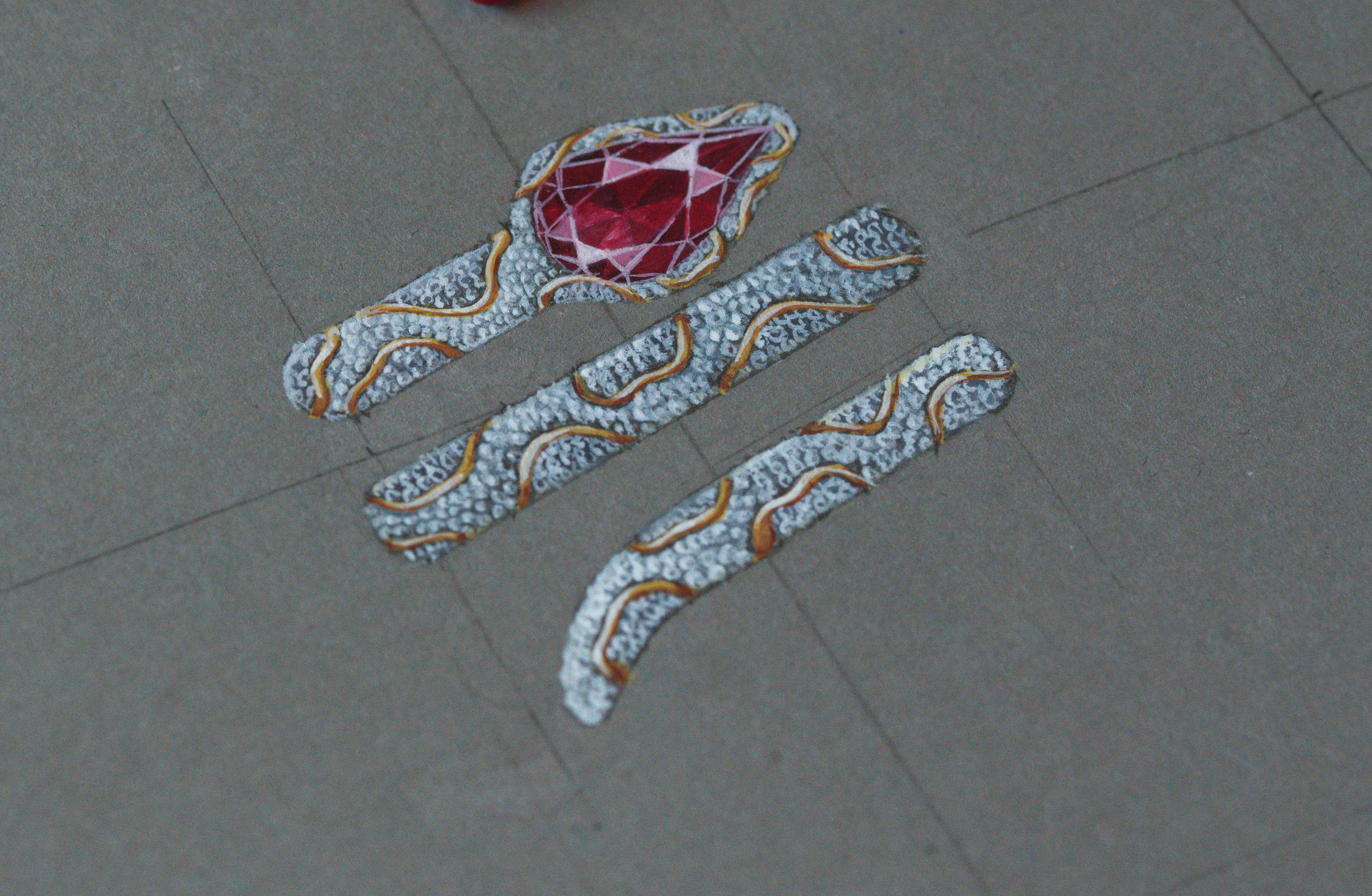 Hand painted bespoke ruby snake ring design concept