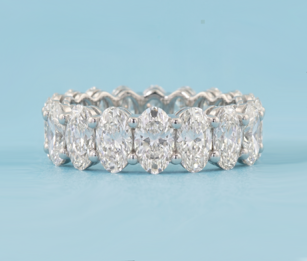 Platinum Oval Full Eternity Diamond Band — front view, Samuel & Co.
