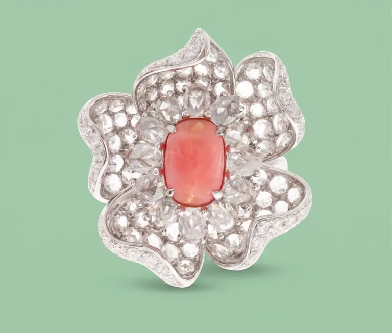 Volute — Natural Conch Pearl and Diamond Cocktail Ring by Samuel & Co.