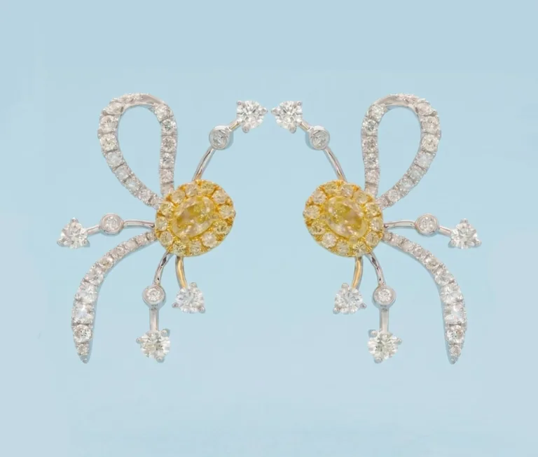 Volant — Fancy Yellow and White Diamond Asymmetrical Ear Climbers by Samuel & Co.