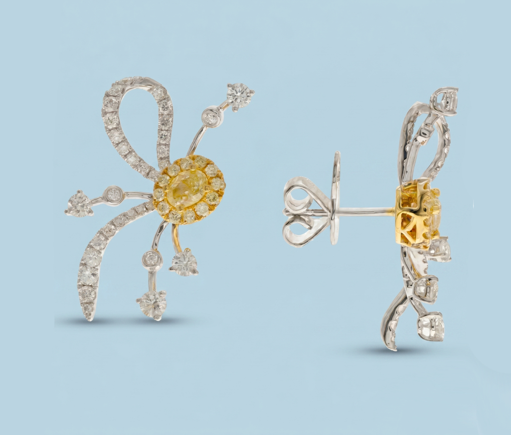 The Solar Aurelia two-tone diamond earrings by Samuel & Co.