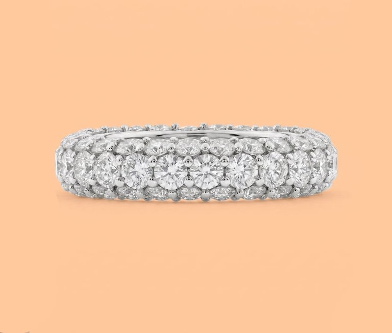 Strata — Triple-Row Round Brilliant Diamond Full Eternity Band — front view, Samuel & Co.